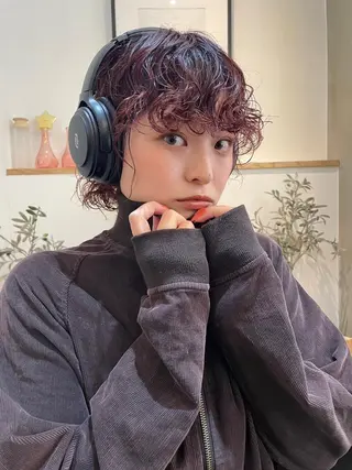 ミディアム カラー パーマ CEINE loqのヘアスタイル