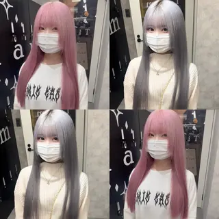 セミロング カラー ダブルカラー特化💍 tiam💍韓国ヘアのヘアスタイル