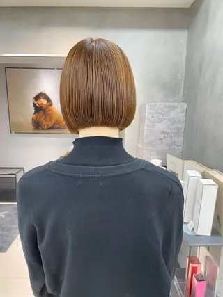 ショート カラー ヘアアレンジ ボブ/透明感ベージュ 🫧クルミ🌟のヘアスタイル
