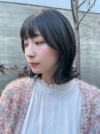 セミロング カラー ヘアアレンジ 顔周りカット 【オノザワリョウ】のヘアスタイル