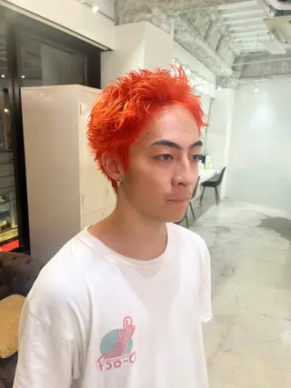 ミディアム カラー メンズ ハイトーンを育てる ブリーチカラー/牧原のヘアスタイル