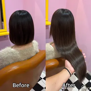 ロング シール＋ちび編み込み エクステ梅田🐨のヘアスタイル