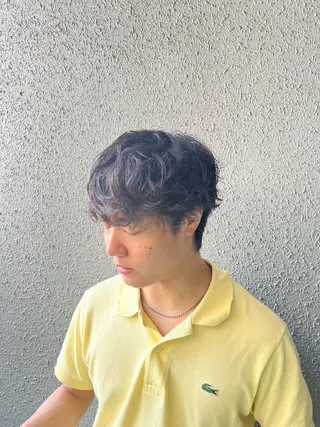 ショート パーマ メンズ 中川 蓮のヘアスタイル