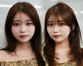 セミロング 中顔面短縮 顔まわり新田大翔のヘアスタイル