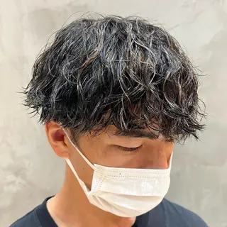 ショート カラー パーマ メンズ 波巻きスパイラルパー マ/シャドウパーマ駿のヘアスタイル