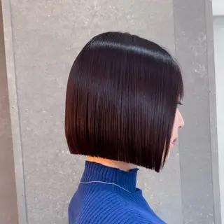 ショート 切りっぱなしボブ/ 縮毛矯正/レンのヘアスタイル