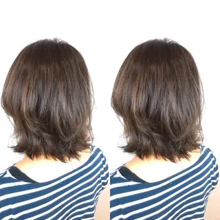 ミディアム カラー 韓国レイヤーカット/ ダブルカラーのヘアスタイル