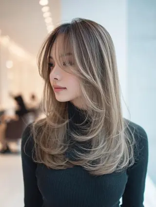 セミロング 絶対可愛い暖色カラー 🌷うる艶🌷結奈✨のヘアスタイル