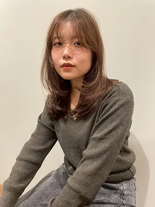 ミディアム パーマ カラー CEINE＋ officialのヘアスタイル