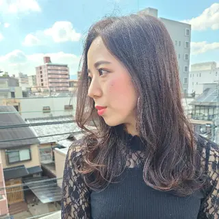 セミロング カラー ヘアアレンジ パーマ terra✂️川嶋 大輔のヘアスタイル