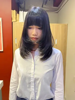 セミロング レイヤーカット🍏 オリーブ/ののかのヘアスタイル