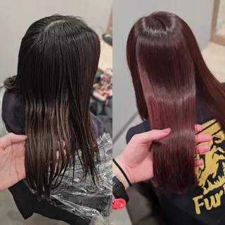 セミロング カラー 縮毛矯正をしている人 のためのカラーのヘアスタイル