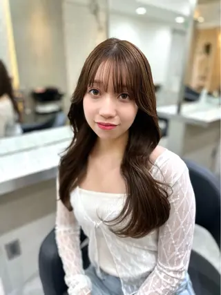 セミロング カラー ミディアムレイヤー 添田晃基のヘアスタイル