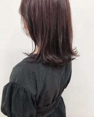 ミディアム カラー パーマ 酸性縮毛矯正🧴韓国 レイヤー/髪質改善のヘアスタイル