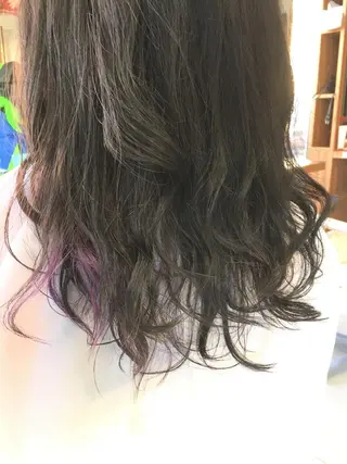 セミロング カラー ヘアアレンジ 白髪ぼかしハイライト 柳川拓哉のヘアスタイル
