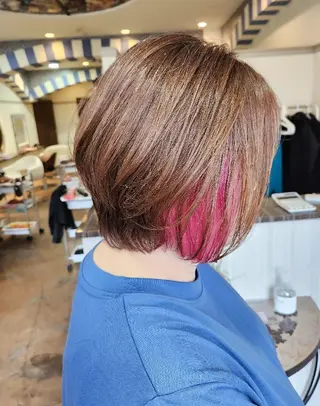ショート カラー ブリーチ、デザイン  カラー福士直矢のヘアスタイル