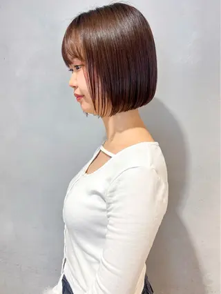 ショート カラー 地毛風ストレート ミニボブ🌷江梨🍎のヘアスタイル