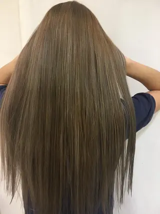 ロング カラー ヘアアレンジ きむえり/髪質改善 /うねり広がり改善のヘアスタイル