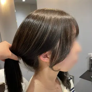 セミロング Mimi🎀ブリーチ なし透明感 Ｗカラーのヘアスタイル