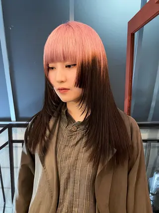 ロング カラー ヘアアレンジ ハッシュカット/ 韓国ヘア☽⋰mahoのヘアスタイル