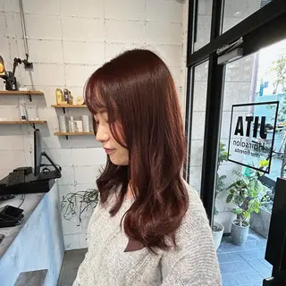 セミロング カラー 1回で綺麗になる 髪質改善 小山光のヘアスタイル