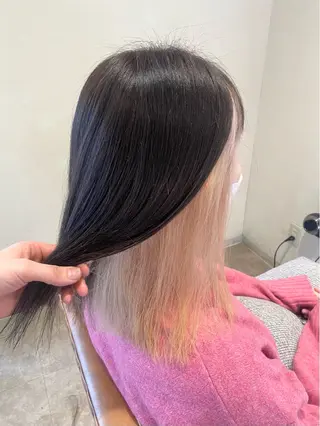 ミディアム 酸性ストレート/ブリ ーチなしWカラー河本のヘアスタイル