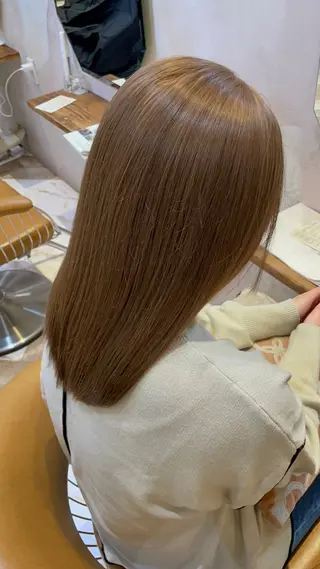 ミディアム カラー ブリーチなし 透明感カラー/艶髪のヘアスタイル