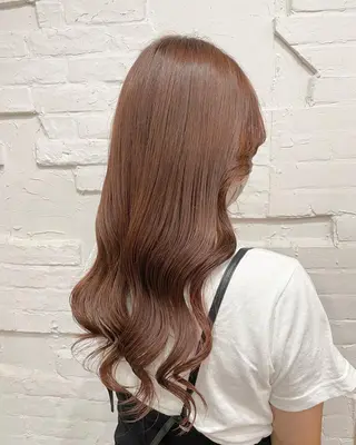 ロング カラー ヘアアレンジ 【ピンク/韓国ヘア/ ヘアセット】亜海のヘアスタイル