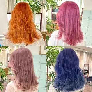 セミロング カラー ヘアアレンジ 🧸ハイトーン🧸 ゆっきー🧸のヘアスタイル