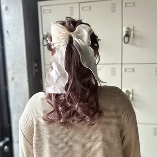セミロング ヘアアレンジ 透明感カラー/赤み消 しカラー/もものヘアスタイル