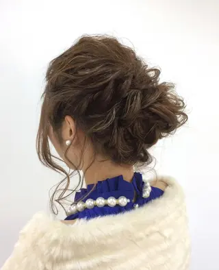 セミロング カラー パーマ ヘアアレンジ ハイトーン Arphyのヘアスタイル