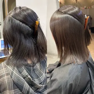 ミディアム 縮毛矯正/ショート/ レイヤー/畑中正敏のヘアスタイル