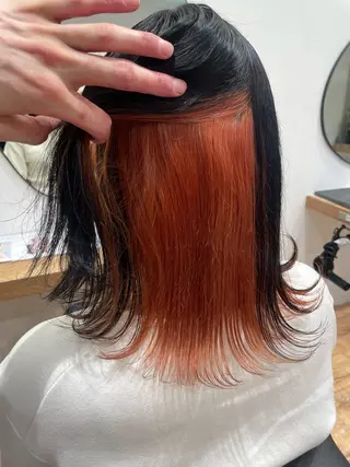 ミディアム カラー 矯正パーマ、ベージュ ボブカット🫧のヘアスタイル