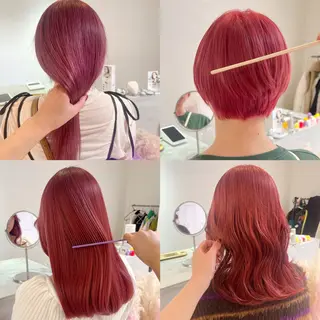 セミロング カラー 🎀ダブルカラー/ ピンク×ガーリー🎀のヘアスタイル
