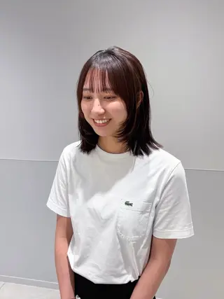 ショート カラー パーマ ヘアアレンジ メンズ 切りっぱなしヘアボブ ミディアムヘアRYOのヘアスタイル