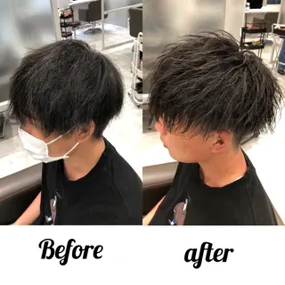 ショート カラー パーマ メンズ 関西センターパート メンズモデル募集のヘアスタイル
