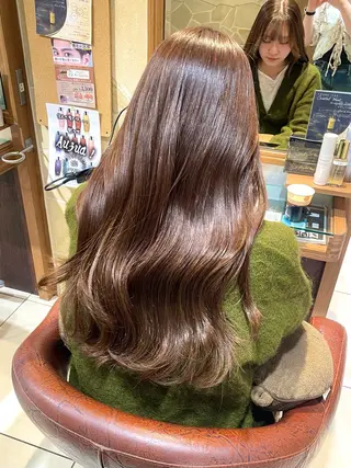 ロング カラー 似合わせ/新宿 顔周りレイヤー/艶髪のヘアスタイル