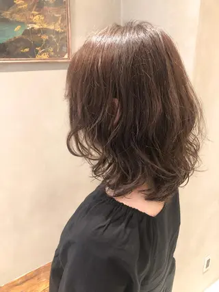 ミディアム カラー パーマ ヘアアレンジ 顔周りカット・相談 レイヤーも◎しずくのヘアスタイル