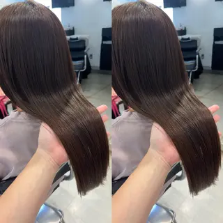 ロング カラー パーマ ヘアアレンジ 透明感/オリーブ/ グレージュ/YUKAのヘアスタイル