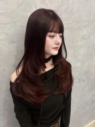 ロング カラー みゅう／韓国：網紅： トレンドヘアのヘアスタイル