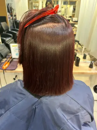 セミロング 髪質改善ストレート/ ブリーチ／渋谷　福田のヘアスタイル
