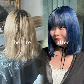 ミディアム 💫miyu💫デザ インカラー/アレンジのヘアスタイル