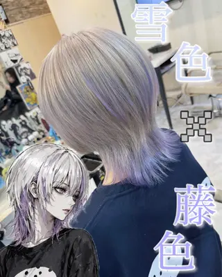 ミディアム カラー 派手髪/ハイトーン/ エクステ✨ユウキのヘアスタイル