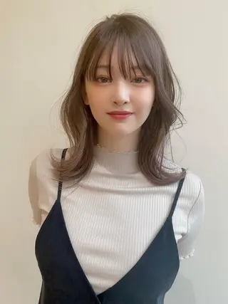 ミディアム カラー 💎小顔前髪&髪質 改善カラー💎片桐のヘアスタイル