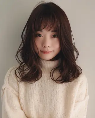 ミディアム カラー 京都大人女性ショート 徒歩1分/秋山のヘアスタイル