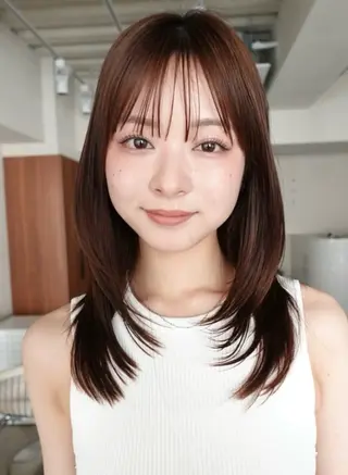 ミディアム 吉田 愛美のヘアスタイル