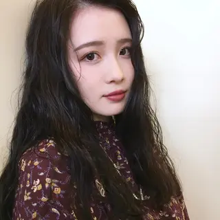 ロング カラー パーマ 薬院:今泉/上川美幸 ボブ/顔周りレイヤーのヘアスタイル