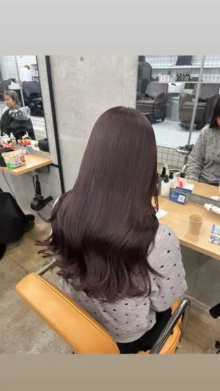 ロング カラー 🌷ラベンダーピンク 顔まわり🌷ねいろのヘアスタイル