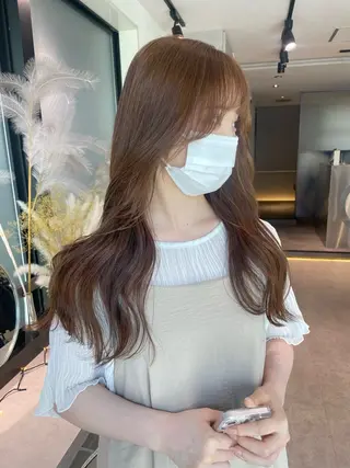 セミロング カラー レイヤーカット 韓国ヘアayameのヘアスタイル