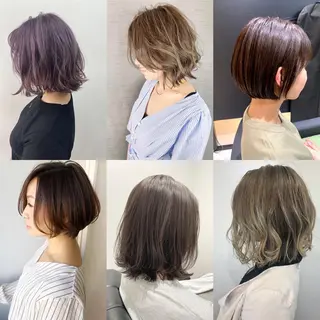 ミディアム カラー ボブ、縮毛矯正👑 心斎橋/高城涼也のヘアスタイル